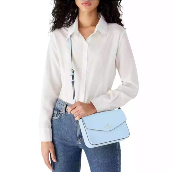 Kate ♠️ Spade Celeste Blue Sadie Envelope Crossbody Handbag purse Style#K7378 - Picture 5 of 6